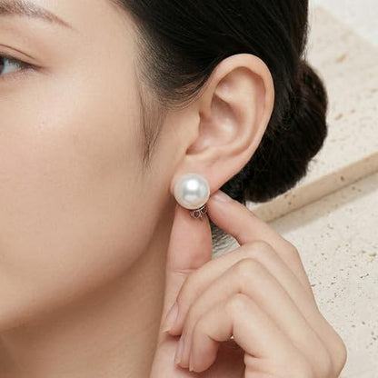 Pearl Stud Earrings Multicolor Shell Beads Pearl Hypoallergenic Stud Earrings Ocean Shell Pearl Jewelry - color: White