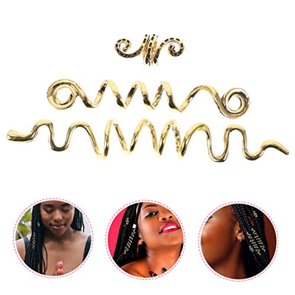 6pcs Hair Jewelry Set for Women Hair Clips Charms Cuffs Rings Spiral Coils Dreadlock Accessories for Braids