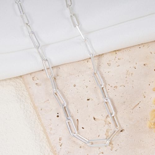 GTVOODX Silver Plated Chunky Paperclip Chain Roll for Women Jewelry Making | 4 Meters Stainless Steel Handmade Paper Clip Chains Spool Bulk for Bracelet Necklace Crafts with Lobster Clasps Jump Rings - color: Silver Thick Paperclip Chains