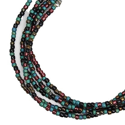 Kathy Bankston Teal Green Plum Seed Bead Necklace, Thin 1.5mm Single Strand | Beaded Layering Necklace, Choker to Long Lengths, Made to Order