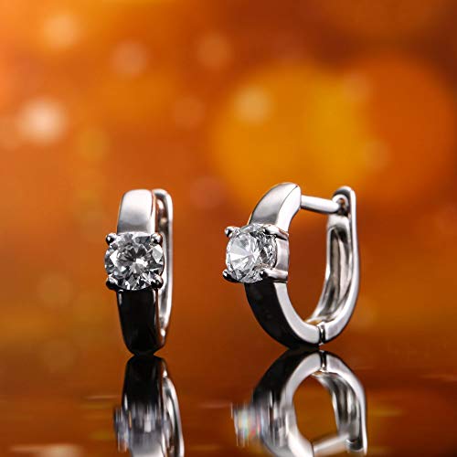 Barzel 18K Gold Plated Cubic Zirconia Huggie Cuff Earrings For Women - color: White Gold