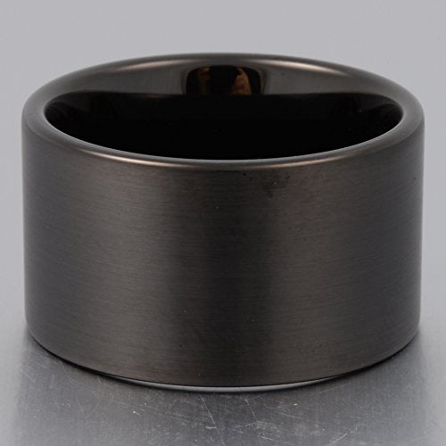 Men 14mm Big Tungsten Metal Ring Black Wedding Engagement Band Flat Top Pipe Cut Matte Finish Comfort Fit