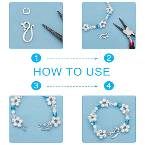 PH PandaHall 40 Sets S Ring Toggle Clasps Tibetan Silver S Hook Rings Jewelry Clasps Ring Clasp Connectors Jewelry Findings for Necklace Bracelet Making and DIY Crafts