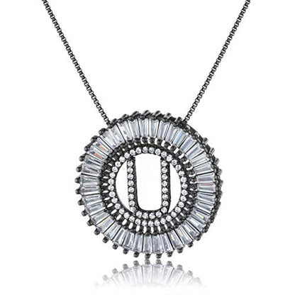 COTTVOTT A-Z Alphabet Pendant Necklaces Charms Women Initial Letter Chain Necklace 4 Colors - style: Black-U