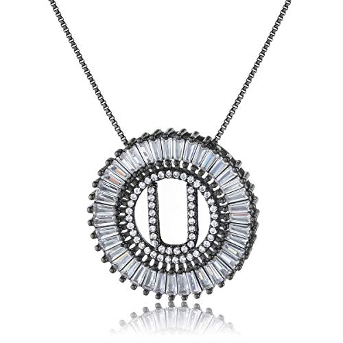 COTTVOTT A-Z Alphabet Pendant Necklaces Charms Women Initial Letter Chain Necklace 4 Colors - style: Black-U