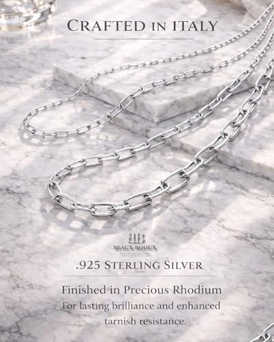 Paperclip Chain Necklace for Women | Sterling Silver or 14K Gold Plated | 2.8mm 3.2mm 5.5mm | 16–30 Inch Italian Link Layering Chain - color: Sterling Silver – 3.2mm