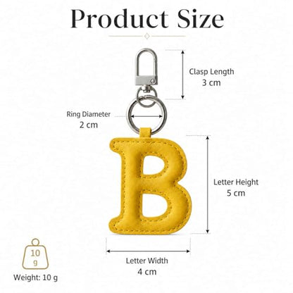 Initial Letter Keychain,Stainless Steel,Colorful Faux Leather Keyring for Backpack,Purse,Car Keys,Gift for Men Women - color: B