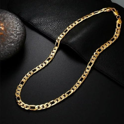 7mm Gold Figaro Link Chain Necklace for Men ＆ Women，14K Gold Chain Necklace for Women & Men Chains for Mens Figaro Chains Necklaces,Dainty Jewelry Gifts Size 18/20/ 22/ 24in - size: 18inch