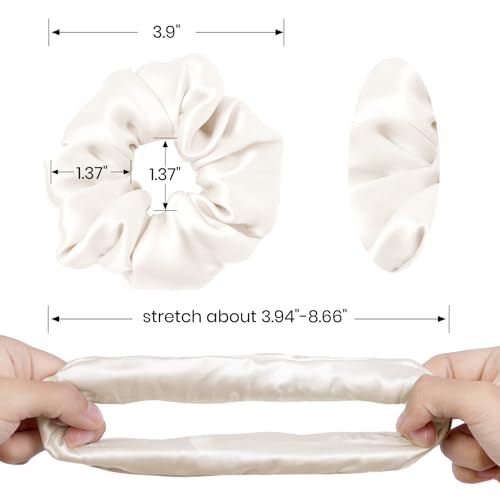 LilySilk Hair Tie, 100% Mulberry Silk Hair Scrunchies for Frizz & Breakage Prevention, Elastic Silk Ponytail Holders, 1Pc, Ivory - color: Ivory