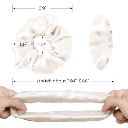 LilySilk Hair Tie, 100% Mulberry Silk Hair Scrunchies for Frizz & Breakage Prevention, Elastic Silk Ponytail Holders, 1Pc, Ivory - color: Ivory