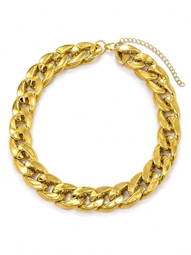 Chunky Link Cuban Chains Necklace Women's Punk Hip-hop Thick Gold Chain Choker Necklace Fashion Costume Jewelry for Women (gold) - color: style3-gold