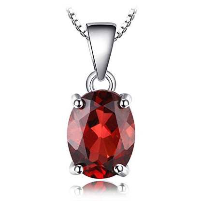 JewelryPalace Natural Gemstone Garnet Peridot Amethyst Citrine Blue Topaz Birthstone Solitaire Pendant Necklace Jewelry Set, 14k Gold Plated 925 Sterling Silver Necklaces for Women, 18 Inch Box chain - color: G-Sterling Silver-Garnet