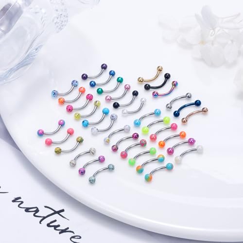 Eyebrow Piercing Jewelry 16G Stainless Surgical Steel Curved Barbell Eyebrow Ring Vertical Labret Lip Jewelry Rook Daith Earrings Piercing Jewelry for Women Men 6mm 8mm 10mm 16 Gauge - color: 8MM-Mix Color