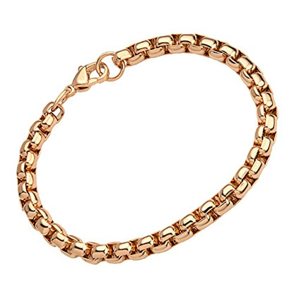 555Jewelry 5mm Stainless Steel Box Chain Bracelet for Men & Women, 6.5 to 9 Inch - color: Rose Gold