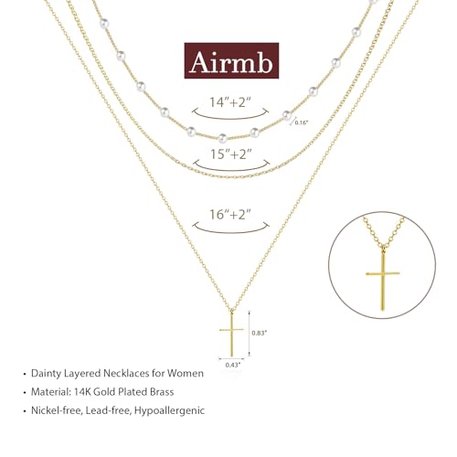 Airmb Cross Necklace for Women Gold/Silver Plated Layered Dainty Cross Chain Trendy Choker Satellite Charm Small Crucifix Pendant Gold/Silver Necklace Stackable Hypoallergenic Delicate Gift for Women - color: Gold-3PCS Cross