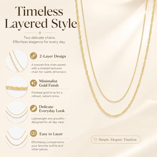 Gold Neklace Stack Dainty Gold Herringbone Necklace for Women Layered Paperclip Chain Necklaces Rhinestone Drop Simple Jewelry Gifts for Women - color: A6:thin-2pcs
