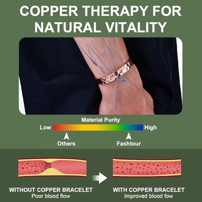 Pure Copper Bracelet – Copper Bracelet for Men & Women – 100% Solid, Raw & Uncoated Handmade Hammered Tibetan Cuff Bangle - color: Copper079