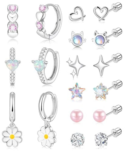 Surgical Stainless Steel Earrings for Girls Women Hypoallergenic Screw Back Earrings for Kids Jewelry Sensitive Ears