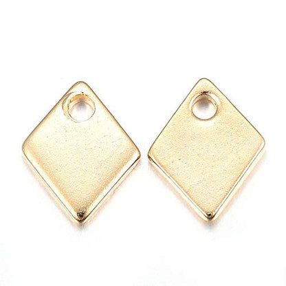 Mega Pet 100pcs Stainless Steel Geometric Rhombus Pendants Charms Golden Jewelry Charms DIY Accessories for Bracelets Necklaces Jewerly Making - size: 9x7x1m#Rhombus