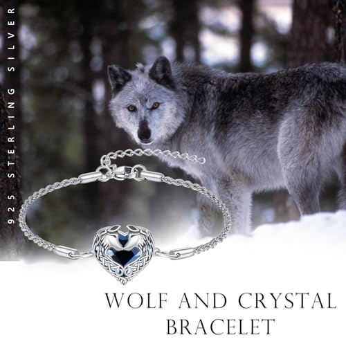 Animal Bracelet for Women 925 Sterling Silver Celtic Dragon/Horse/Wolf Bracelet Adjustable Bracelet Cute Animal Jewelry Gift for Women - style: 02-Celtic Wolf Bracelet