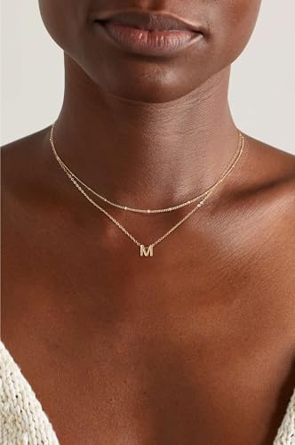 Gold Initial Necklaces for Women, 14k Gold Plated Round Letter A-Z Pendant Necklace Trendy Capital Monogram Necklace Dainty Name Pendant Necklace for Women Jewelry Gifts - style: Gold M