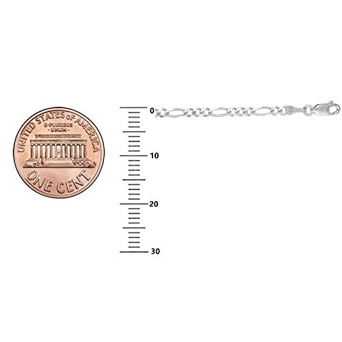 Ritastephens Sterling Silver or Gold Tone Italian 2.1mm Figaro Link Chain Anklet, Bracelet, or Necklace - style: 24" Chain Necklace (Silver)