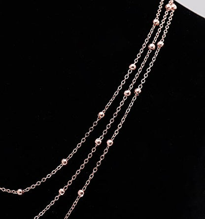 MOLOCH Layer Choker Long Chain Tassel Pendant Necklace Handmade Bead Station y Necklace Charm Chain Jewelry Necklace - color: rose gold