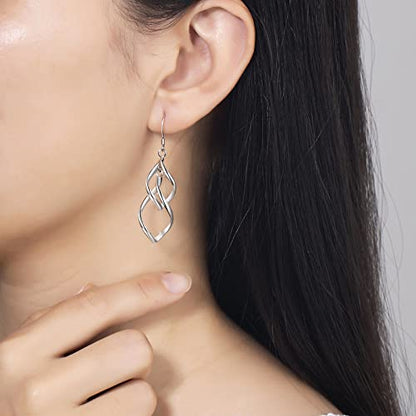 Sterling Silver Plated Earrings Dangle Earrings Linear Drop Statement Earrings for Women - color: SILVER-2