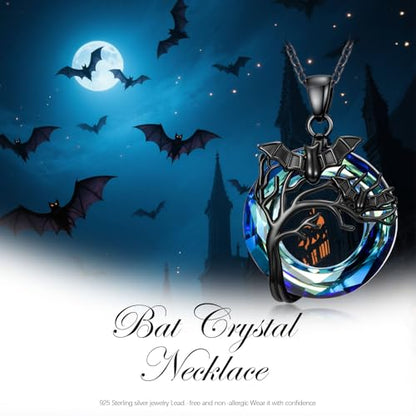 Sterling Silver Halloween Necklace Gothic Jewelry Gifts for Women Men - style: Bat