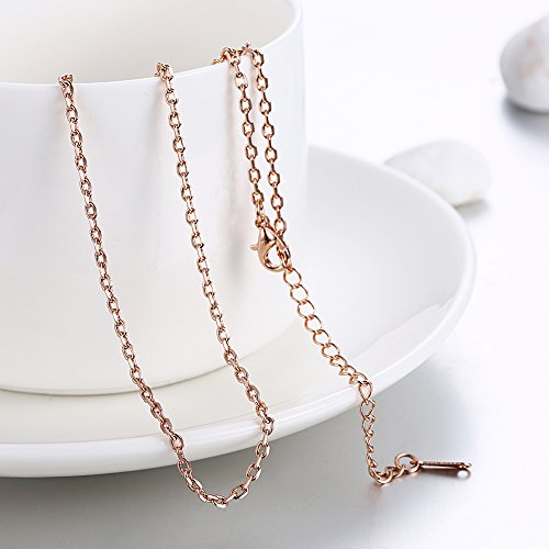Cutesmile Fashion Jewelry 18k Gold/Rose Gold/White Gold 1.5mm Rolo Adjustable Chain Crafted Necklace (Rose Gold) - color: Rose Gold