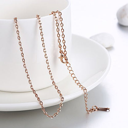 Cutesmile Fashion Jewelry 18k Gold/Rose Gold/White Gold 1.5mm Rolo Adjustable Chain Crafted Necklace (Rose Gold) - color: Rose Gold