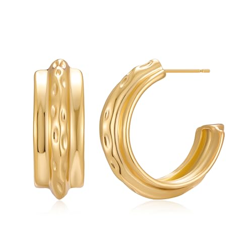 14K Gold Plated Chunky Hoop Earrings for Women Vintage Leopard Print Hoops Large Round Hoop Earrings Jewelry - style: Hoop G