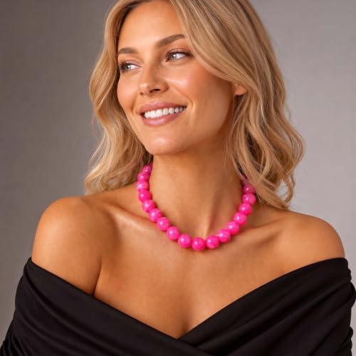 Chunky Beaded Necklace for Women, Colorful Trendy Statement Summer Jewelry Gift - color: necklace-19