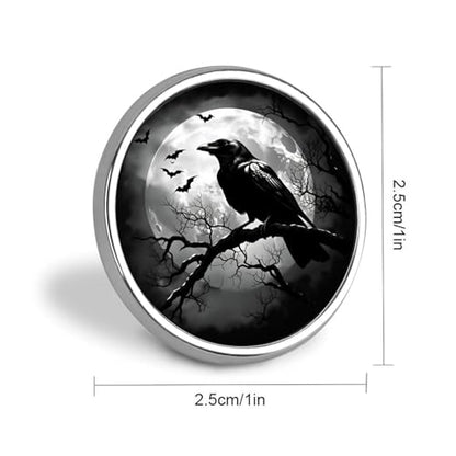 Gothic Raven Flowers Badge Pin Round Badge Metal Button Badges Brooch Lapel Pin for Men Women 1 Inch - color: style-3