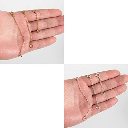 Softones 12-18Pcs Ankle Bracelets Extenders-Extension for Womens Jewelry(1 2 3 Inch),with Lobster Clasp and O-Clasp from Gold Silver Rose Gold - color: G:O-clasp 6-Gold 6-Silver