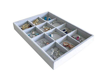 Grey Velvet Stackable Organizer Premium Grade Fabric Soft Protection for Jewelry Collection Removable Rearrangeable 12-Grid Drawer Divider Small Space Storage Ring Necklace Earring - size: 12-Grid