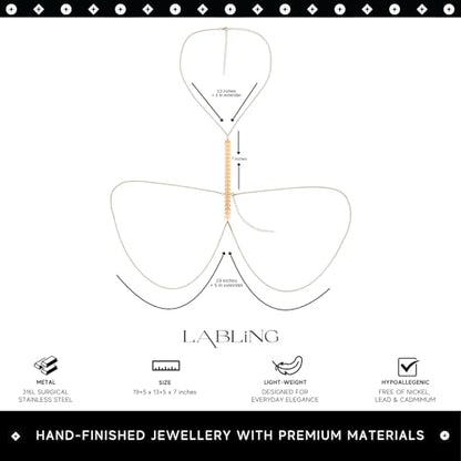 Gold Body Chain for Women | Layered Bikini Belly & Waist Chain Adjustable | Sexy Back Jewelry for Beach Vacation & Parties - color: Style 4