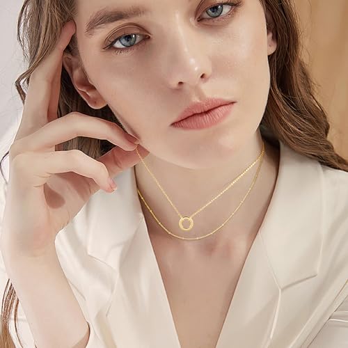 Lock Necklace for Women Paperclip Link Chain Padlock Necklace Non-Tarnish - color: Gold - Layered Hoop Pendant Necklace
