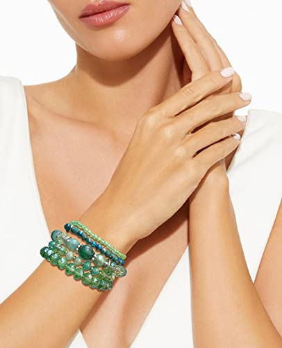 Noessla Beaded Boho Stretch Bracelet Colorful Stackable Crystal Beads Bracelets Trendy Costume Jewelry Mothers Day Gifts for Women - color: 21-Green
