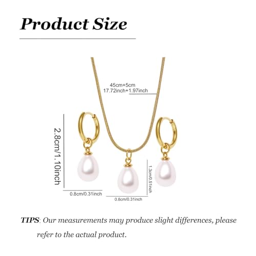 Wedding Jewelry Sets for Brides Bridesmaid Pearl Jewelry Set Fancy Gold Flower Necklace and Earrings Simple Pearl Necklace for Women Bridal Earrings Wedding Accessories Essentials Gifts - color: A3:2pcs-pearl jewelry set