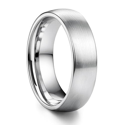 ORAZIO Stainless Steel Wedding Rings for Men Women 6mm 8mm Mens Wedding Band Sliver/Black/Gold Plated Brushed Matte Finish Surface High Polish Edge Mens Rings Engagement Promise Ring Comfort Fit 6-14 - color: Silver Plated -6MM