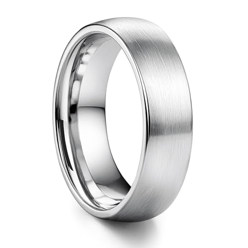 ORAZIO Stainless Steel Wedding Rings for Men Women 6mm 8mm Mens Wedding Band Sliver/Black/Gold Plated Brushed Matte Finish Surface High Polish Edge Mens Rings Engagement Promise Ring Comfort Fit 6-14 - color: Silver Plated -6MM