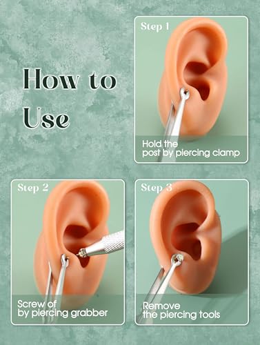 Piercing Ball Grabber Tool, 14-20G Taper for Changing Jewelry | Surgical Steel Flat Back Earrings Threader Tool Insertion Pin, Body Piercing Kit for Ear Rook Conch Nose Lip Jewelry Removal - style: Piercing Clamp
