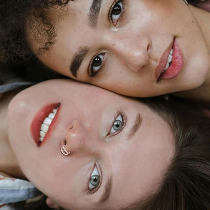 Titanium Septum Rings, Nose Rings Hoops for Women, Segment Nose Rings 16G 8mm/10mm Hypoallergenic Cartilage Conch Helix Rook Hoop Earrings - color: Double Stacked-Rose Gold, size: 16 Gauge 8mm