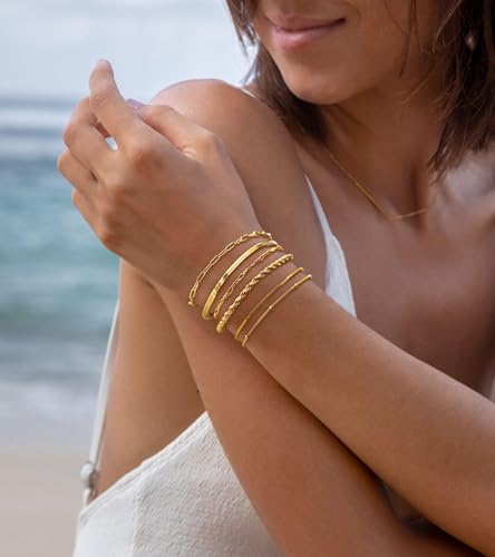 Gold Bracelets Sets for Women Waterproof | Non Tarnish Gold Plated Cuban Paperclip Link Chain Stackable，Trendy Jewelry Accessories Gifts for Women - style: 6Pcs BRACELET SET-01