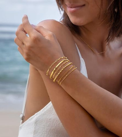 Gold Bracelets Sets for Women Waterproof | Non Tarnish Gold Plated Cuban Paperclip Link Chain Stackable，Trendy Jewelry Accessories Gifts for Women - style: 6Pcs BRACELET SET-01