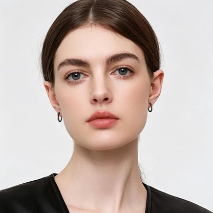Gold Hoop Earrings for Women 14K Gold Plated | 925 Sterling Silver Post Hypoallergenic Hoop Earrings - color: Black, size: 20mm