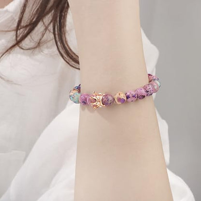 JoycuFF Woman Birthday Gifts Idea Friendship Gifts For Women Best Friends Besties Aunt Female Mom Daughter Granddaughter Gf Anniversary Christmas Graduation Healing Stone Crown Gifts For Her - style: 1.Mom Gift-Colorful Imperial Jasper