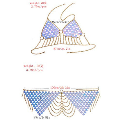 Women's Sexy Suit Body Chain - color: G-Gold Colour