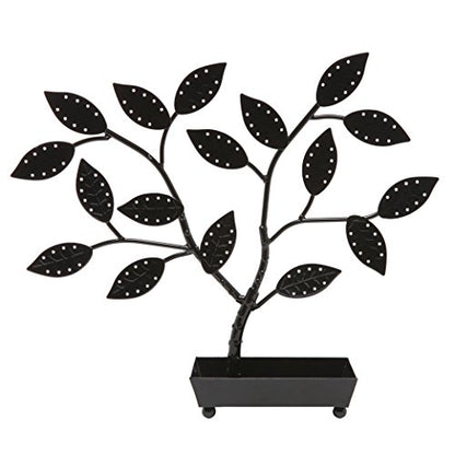 MyGift Jewelry Tree w/Bird Nest 48 pair Earrings Holder, Bracelets/Necklace Organizer Stand (Black Metal) - color: Black Metal